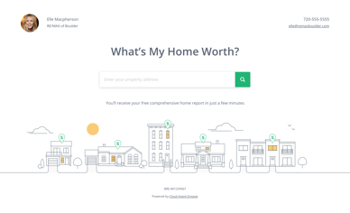 A screenshot of the What's My Home Worth? Landing Page